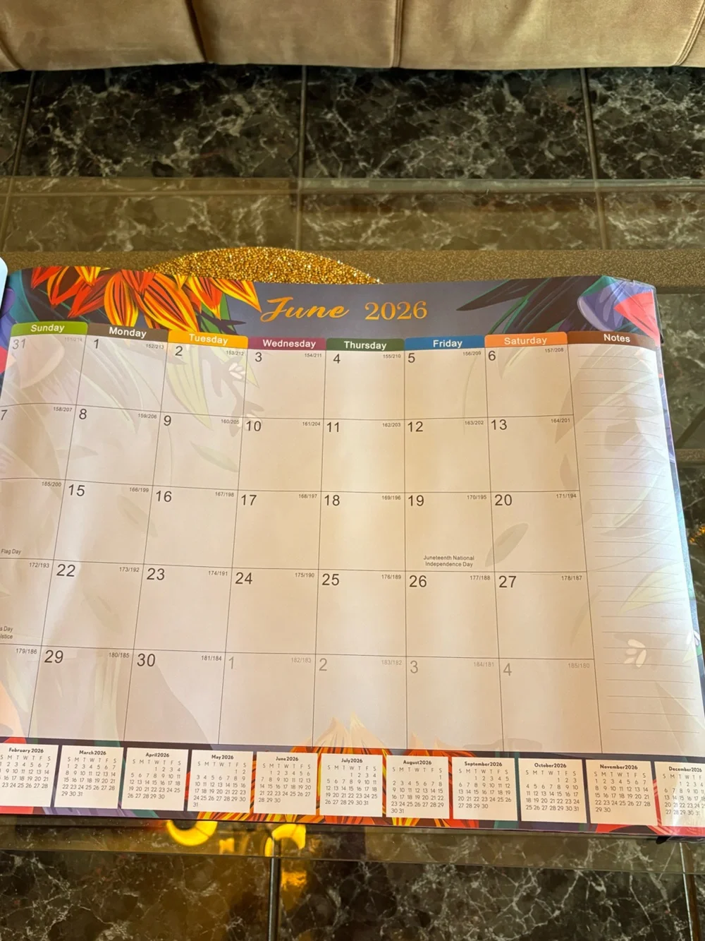 Desk Calendar NWT 18 months Runs From January 2026 - June 2027/Waterproof Cover!